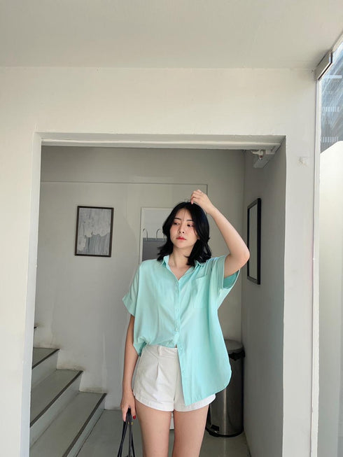 WANWAN Short Sleeves Side Pocket Shirts
